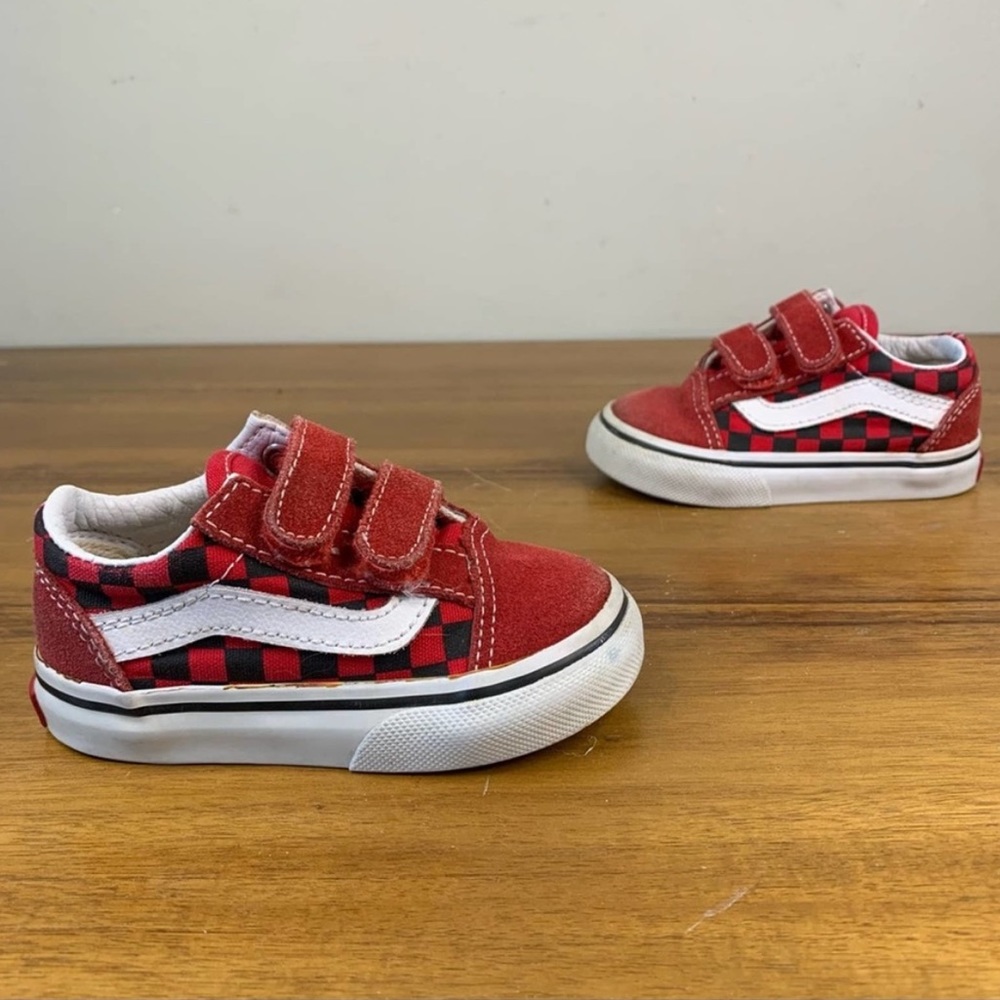 VANS | old skool red checks toddler shoes